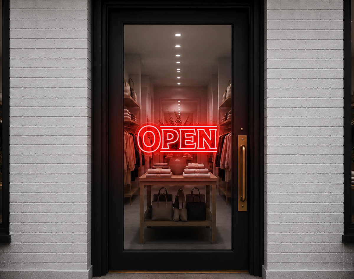 Classic Type Open LED Neon Sign - Coral Orange
