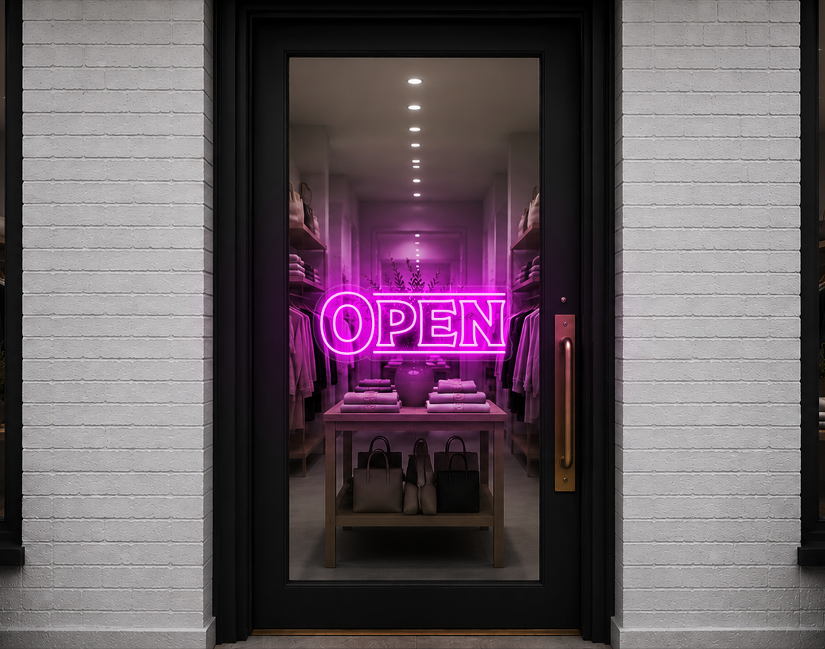 Classic Type Open LED Neon Sign - Hot Pink