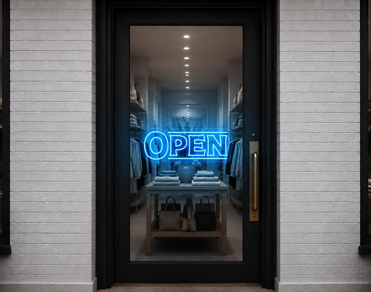 Classic Type Open LED Neon Sign - Light Blue