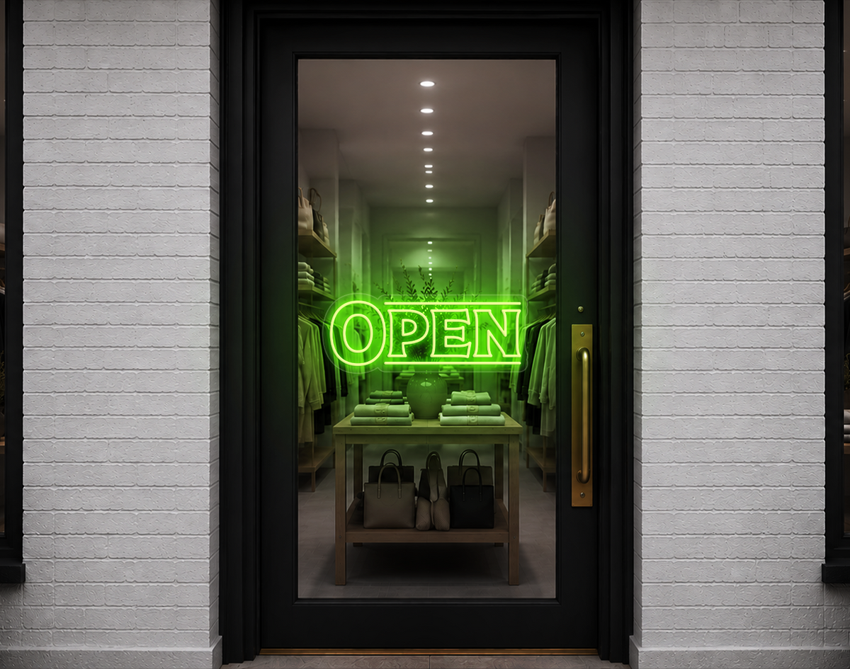 Classic Type Open LED Neon Sign - Lime
