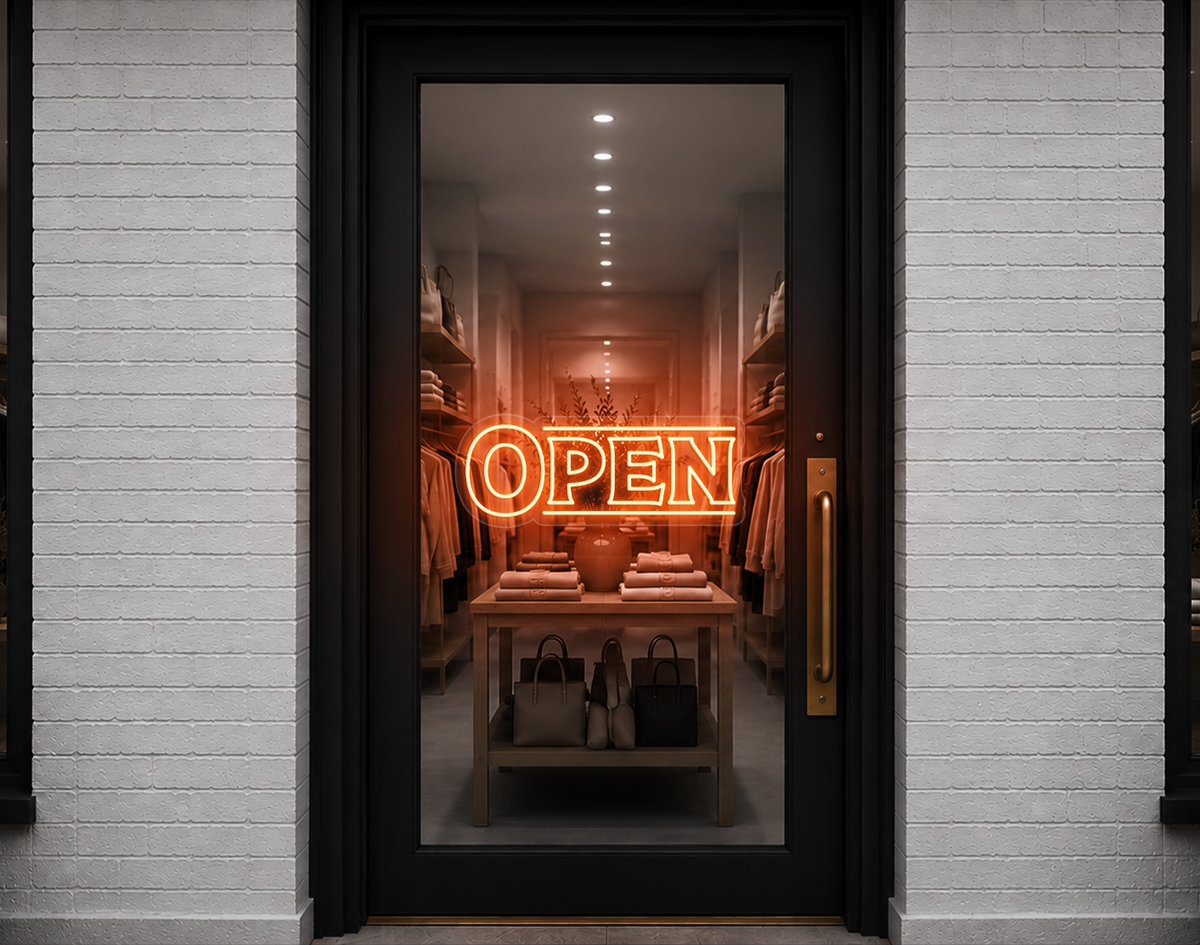Classic Type Open LED Neon Sign - Peach Orange