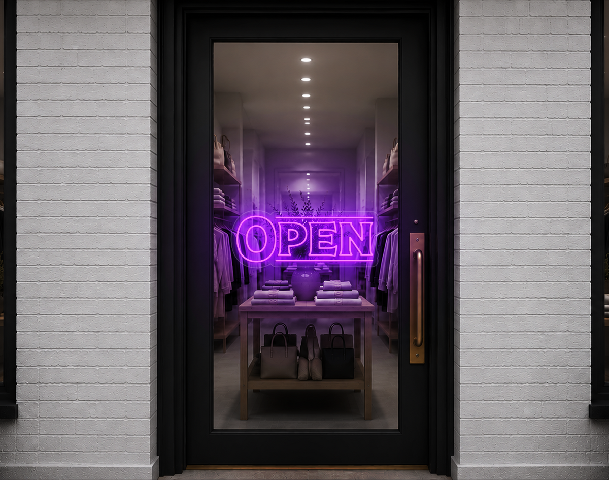 Classic Type Open LED Neon Sign - Purple