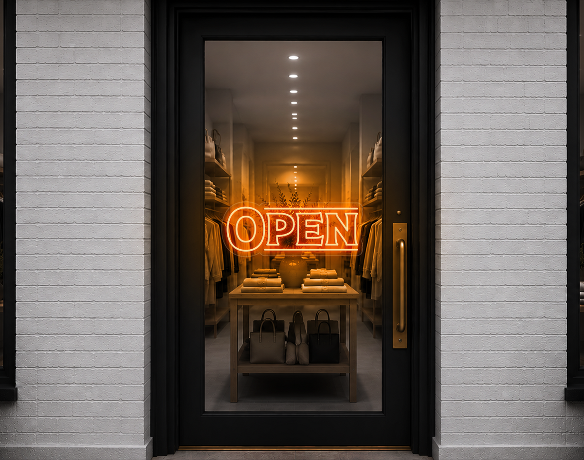 Classic Type Open LED Neon Sign - Sunset Orange