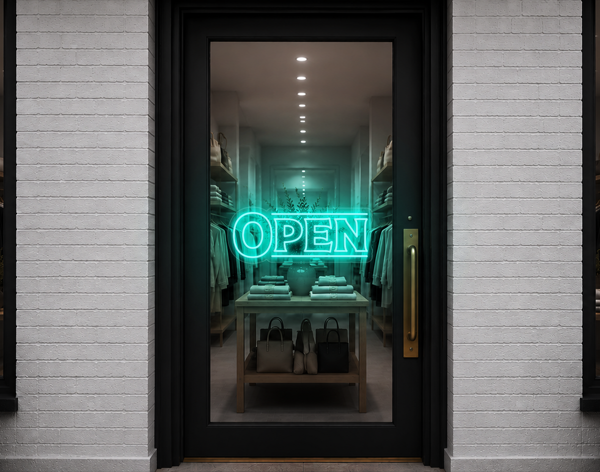 Classic Type Open LED Neon Sign - Turquoise