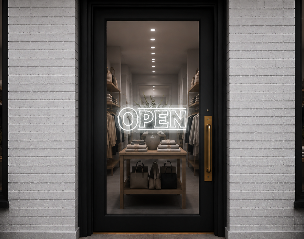 Classic Type Open LED Neon Sign - White