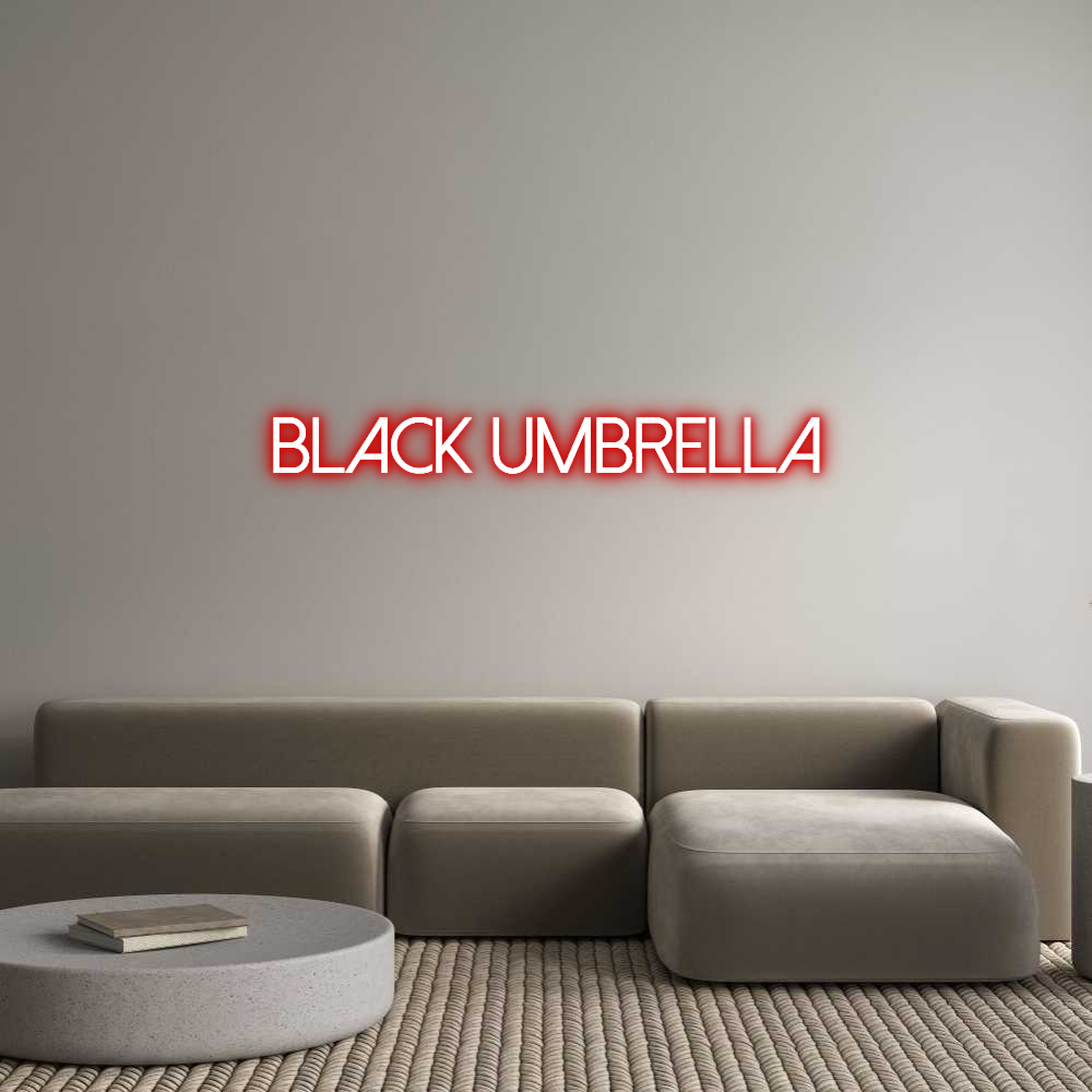 Custom Neon Text - Black Umbrella