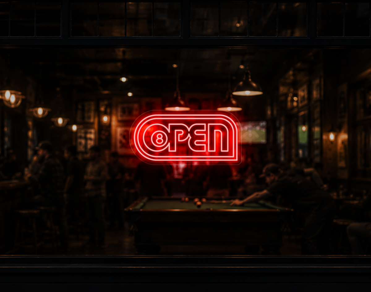 Retro Badge V2 Open LED Neon Sign - Red