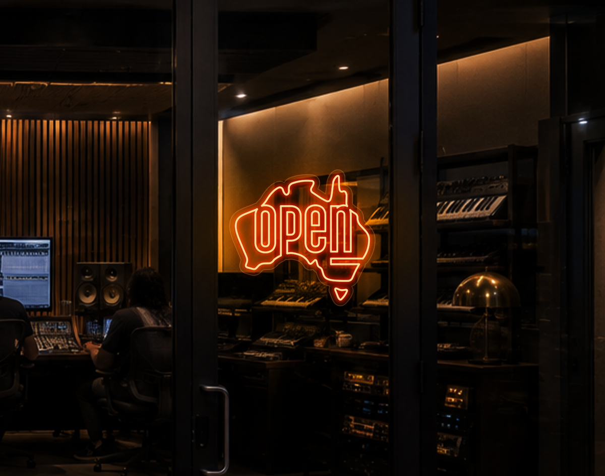 Australia Badge Open LED Neon Sign - Sunset Orange