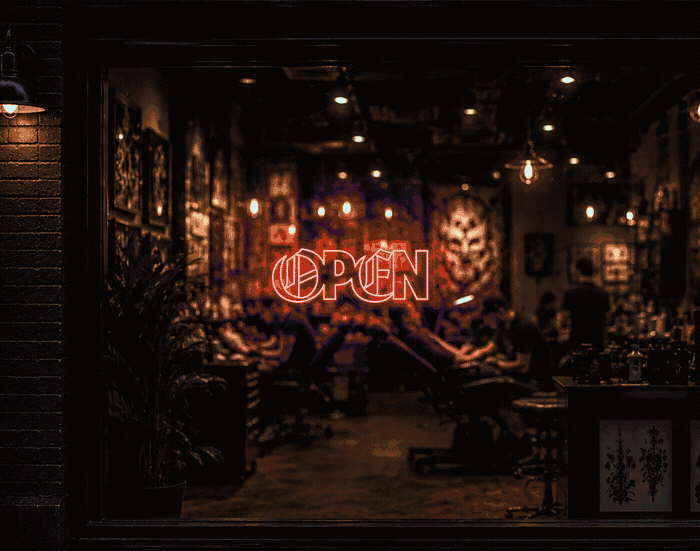 Blackletter Hybrid Type Open LED Neon Sign - Full Colour Spectrum