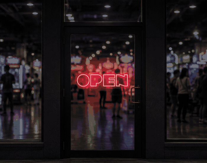 Bold Arcade Type Open LED Neon Sign - Full Colour Spectrum