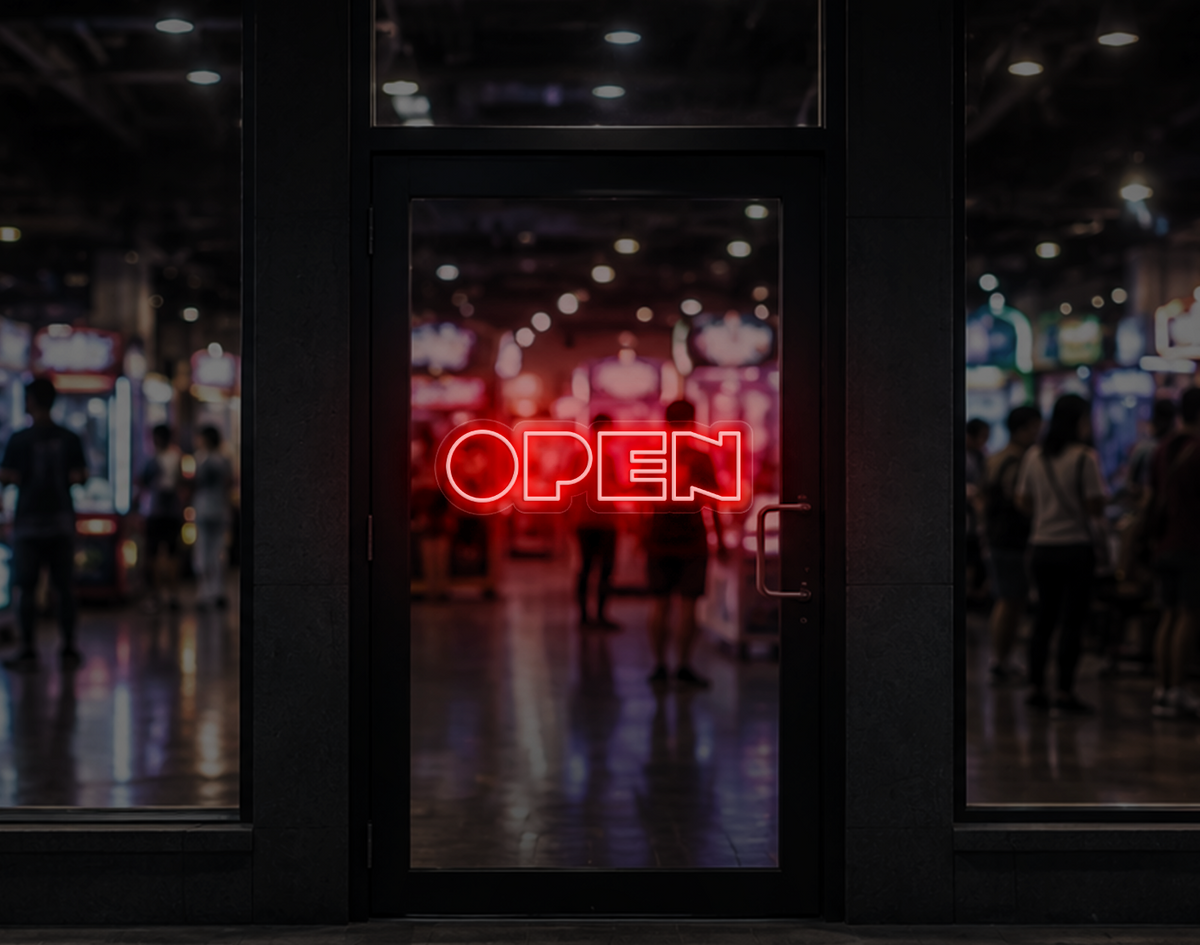 Bold Arcade Type Open LED Neon Sign - Red