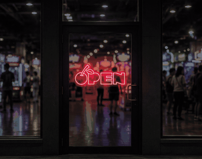 Bold Cherry Type Open LED Neon Sign - Full Colour Spectrum