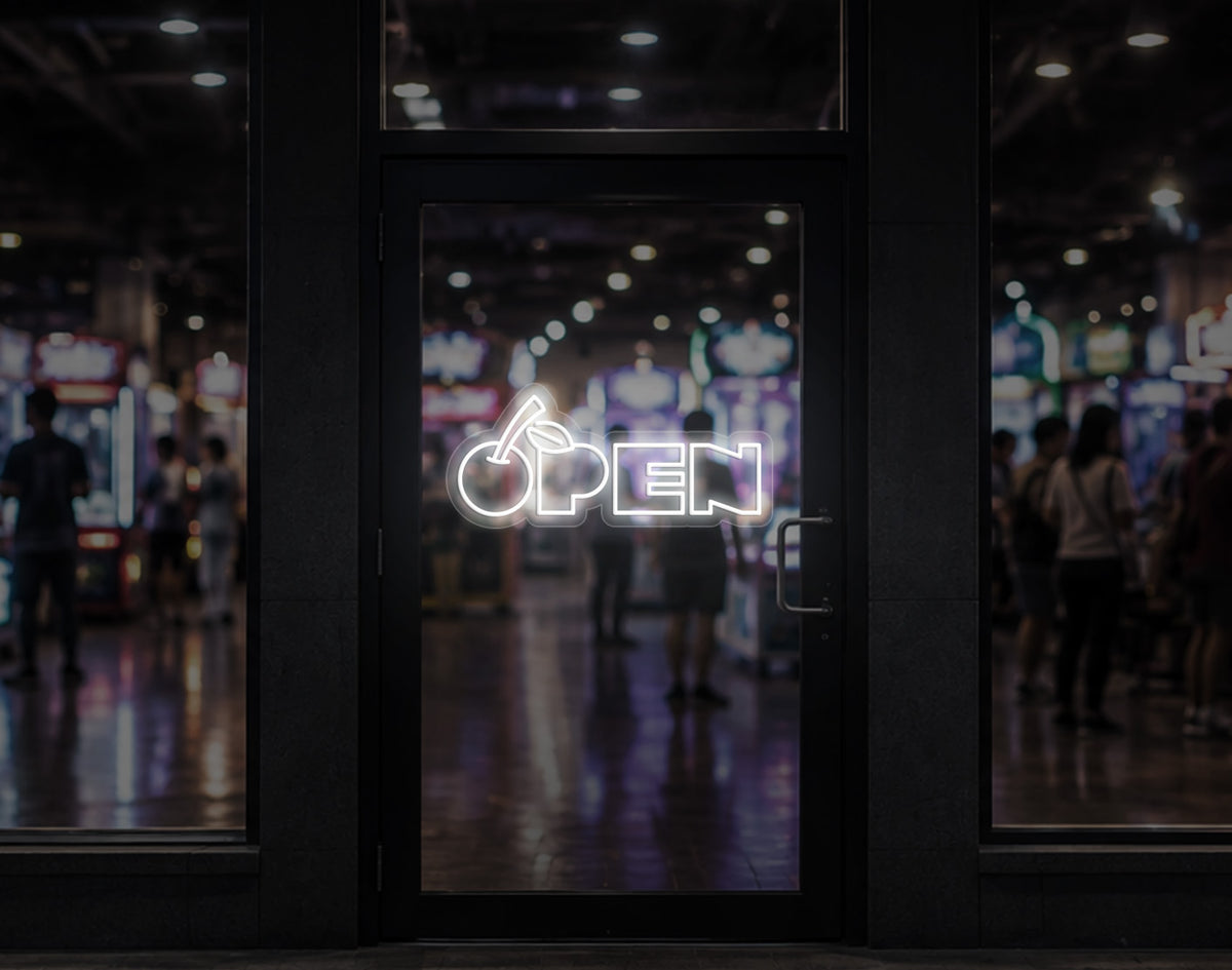 Bold Cherry Type Open LED Neon Sign - White