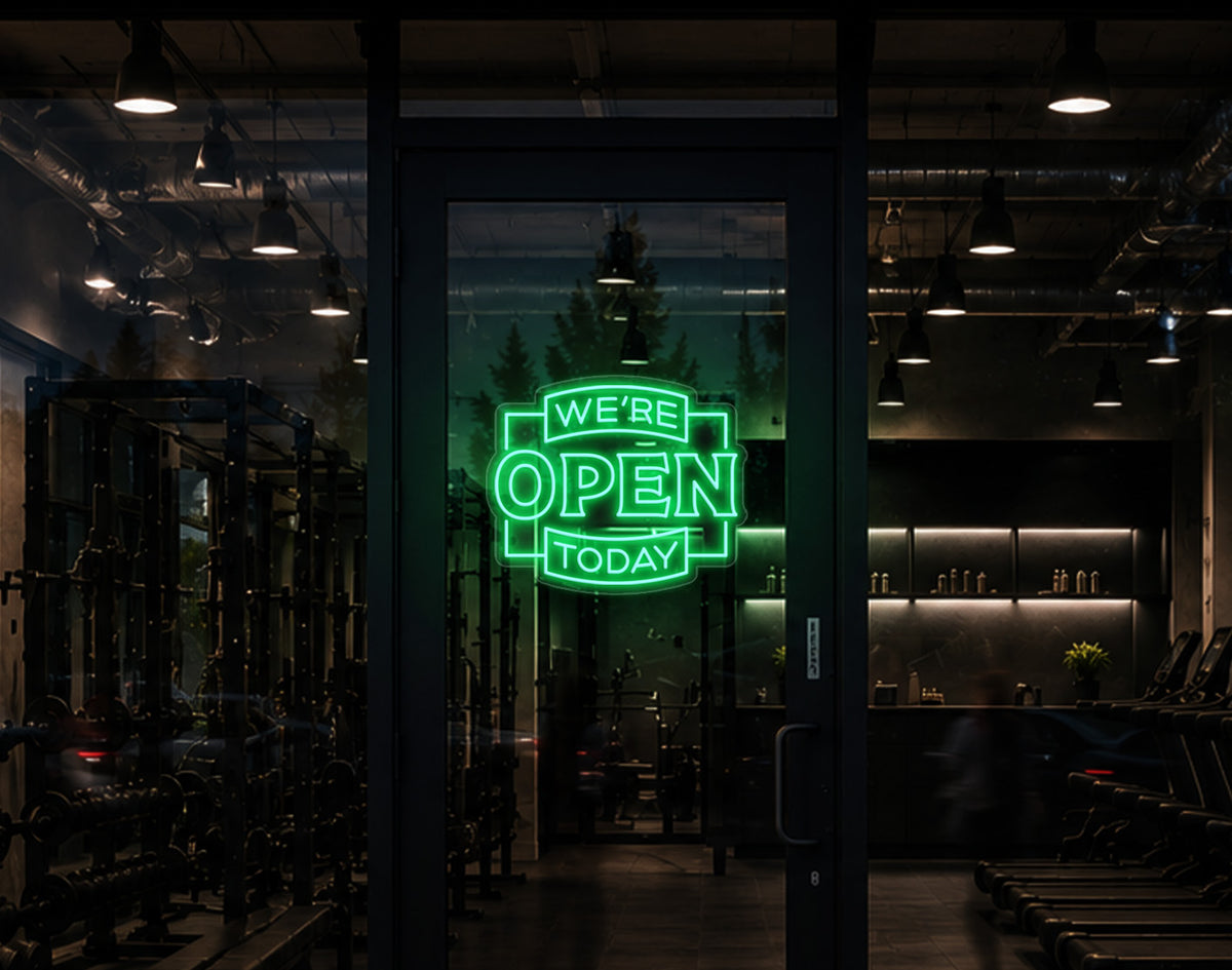 Classic Badge Open LED Neon Sign - Mint Green