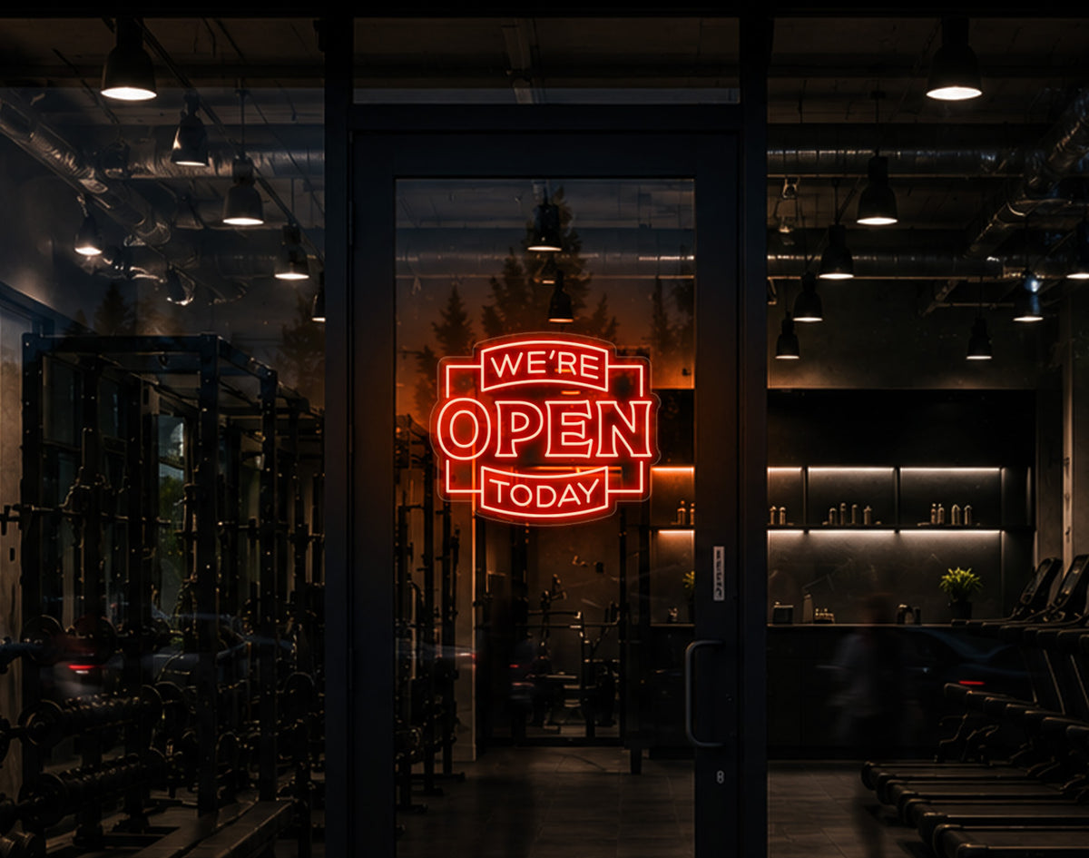Classic Badge Open LED Neon Sign - Orange