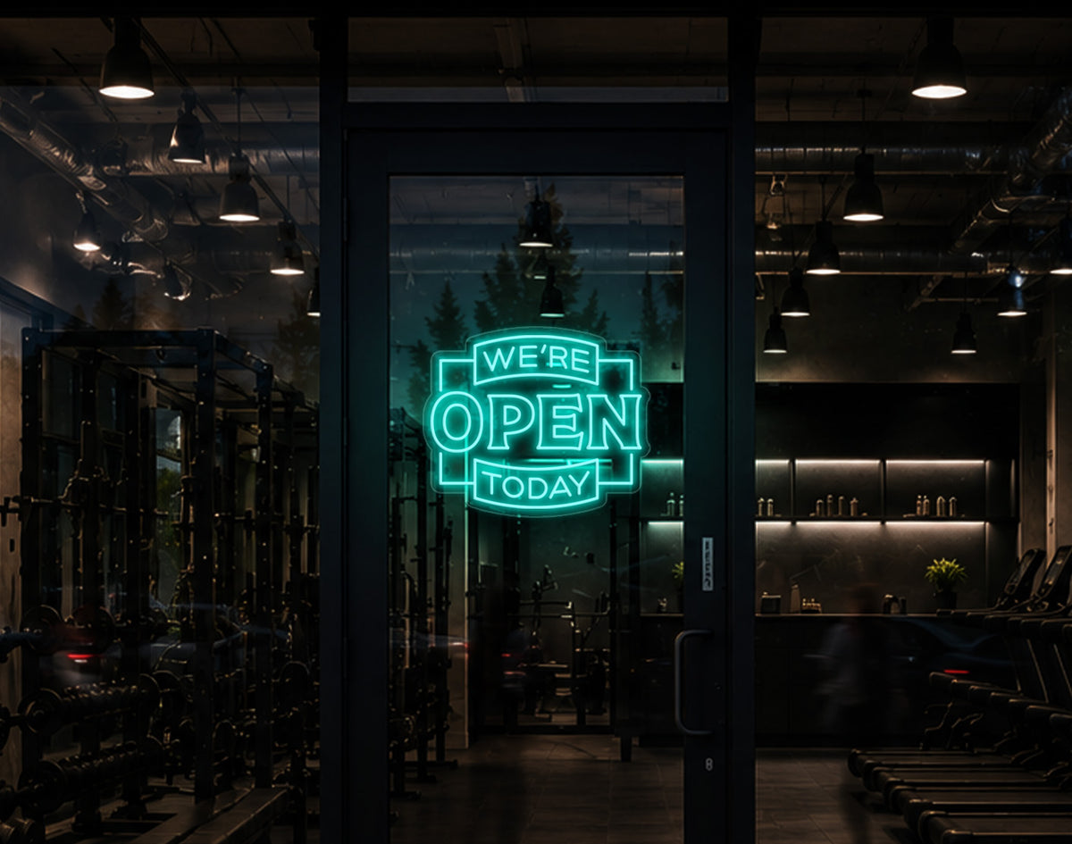 Classic Badge Open LED Neon Sign - Turquoise