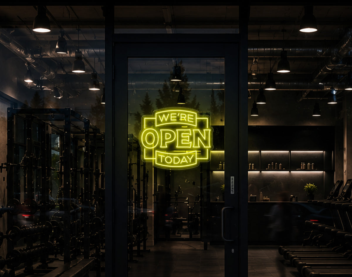 Classic Badge Open LED Neon Sign - Yellow