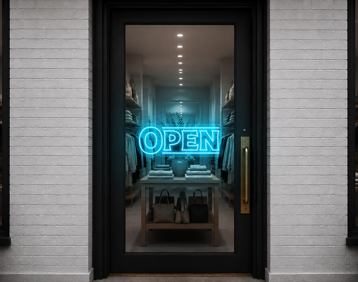 Classic Type Open LED Neon Sign - Ice Blue