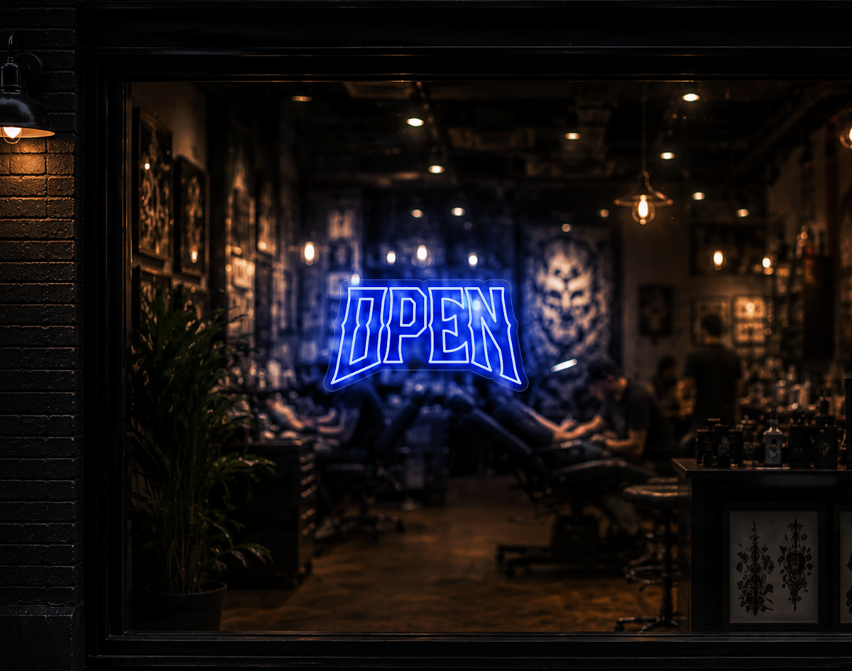 Edgy Type Open LED Neon Sign - Baby Blue
