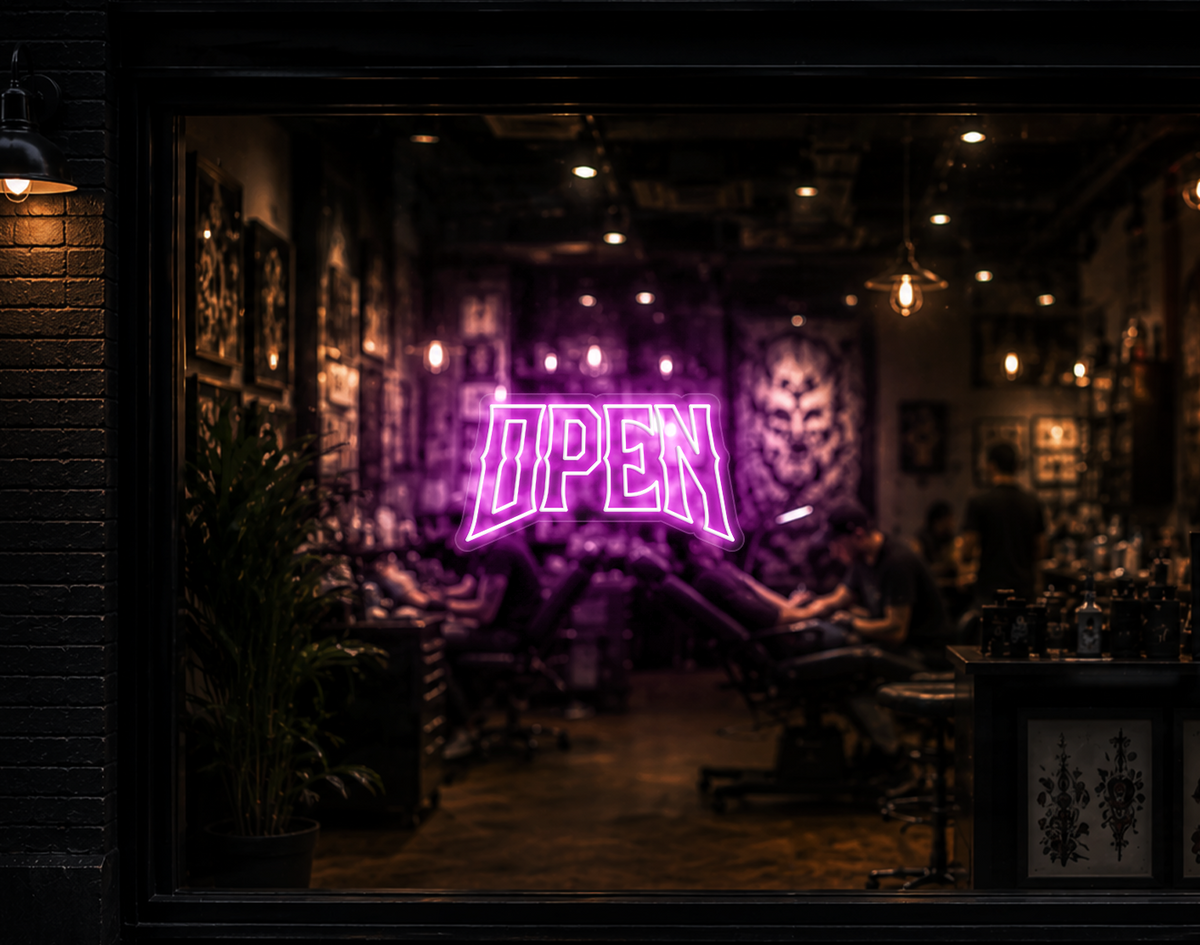 Edgy Type Open LED Neon Sign - Bubblegum Pink
