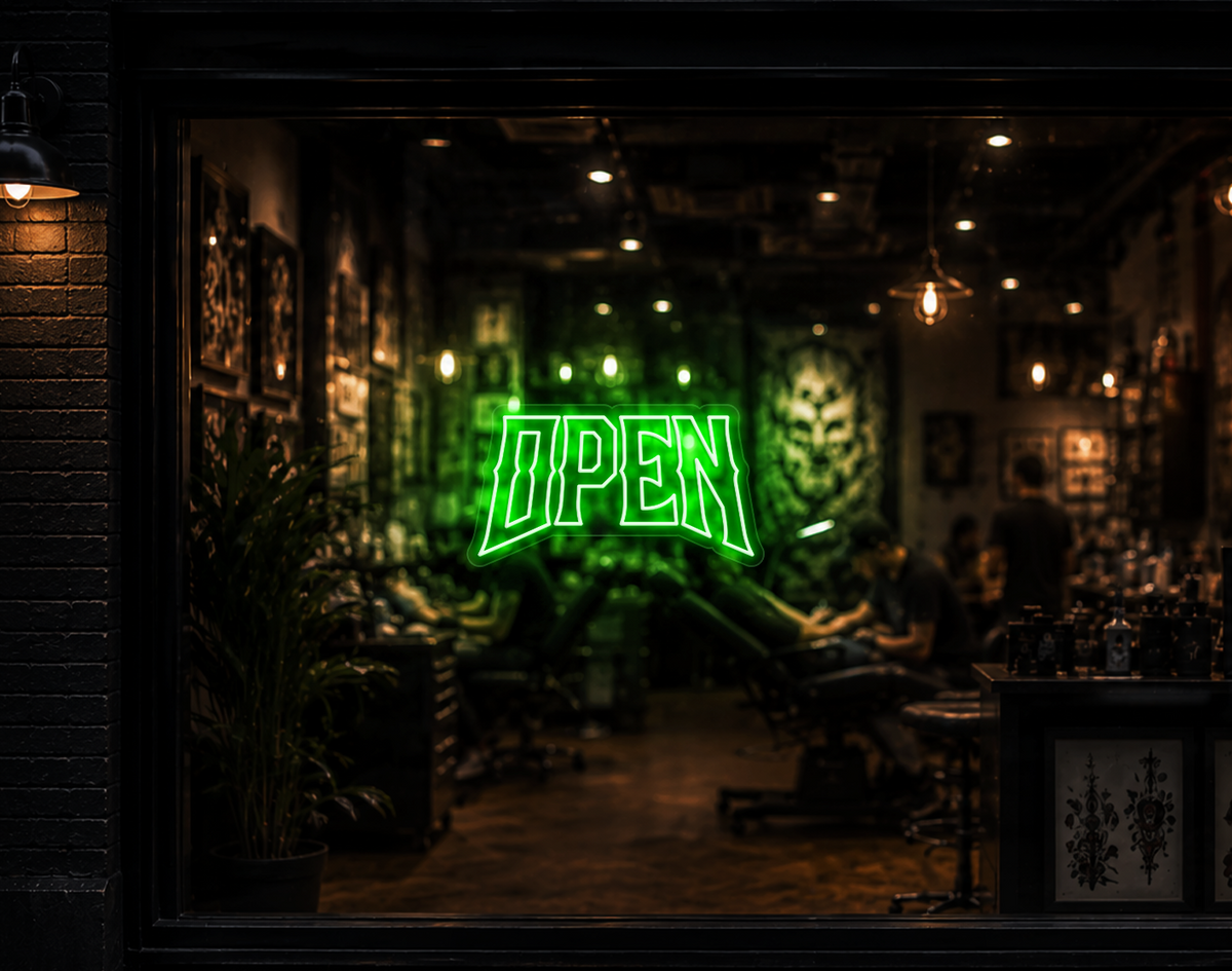 Edgy Type Open LED Neon Sign - Green