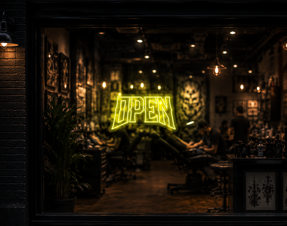 Edgy Type Open LED Neon Sign - Yellow