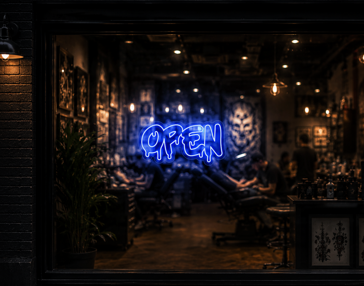 Graff Type Open LED Neon Sign - Baby Blue