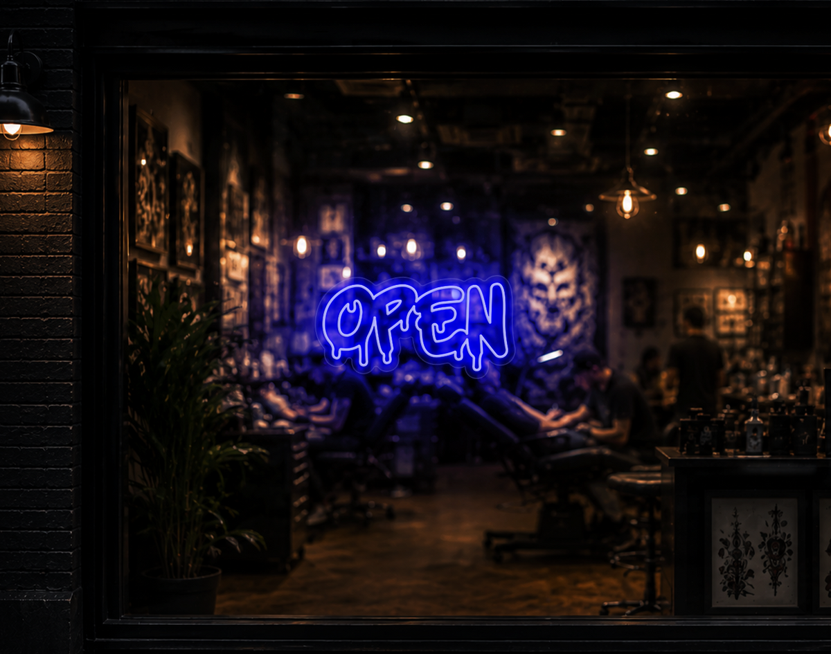 Graff Type Open LED Neon Sign - Dark Blue