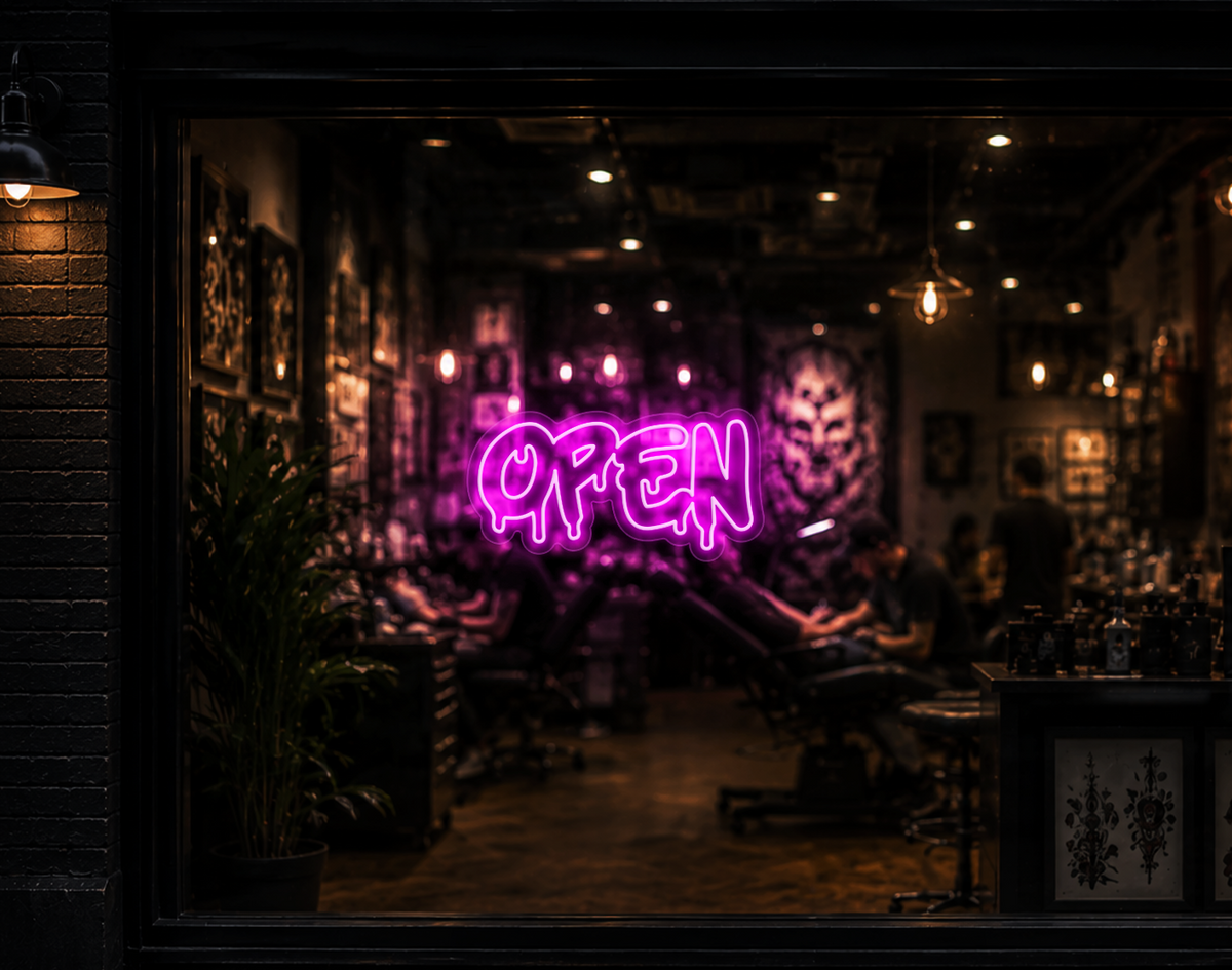 Graff Type Open LED Neon Sign - Hot Pink