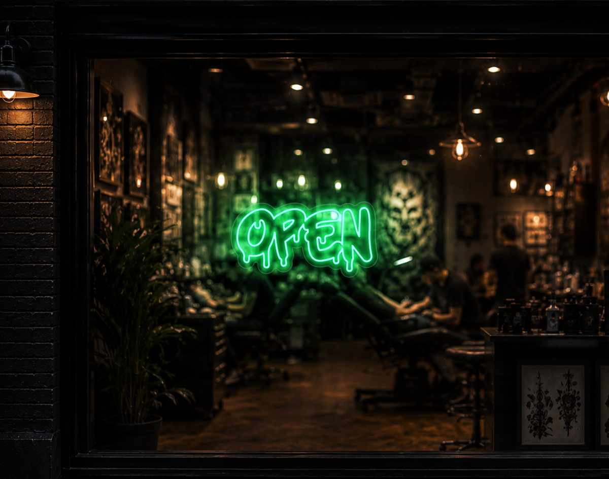 Graff Type Open LED Neon Sign - Mint Green