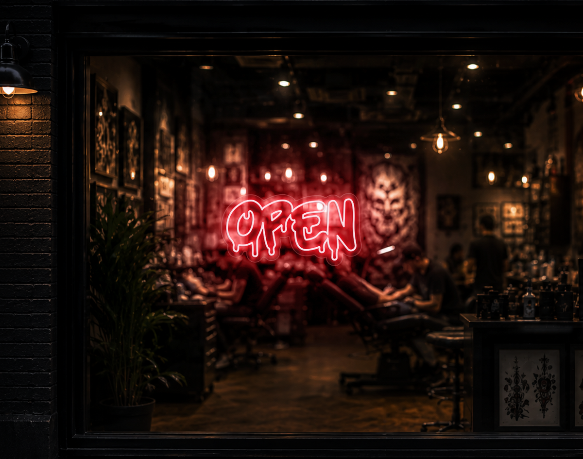 Graff Type Open LED Neon Sign - Petal Pink