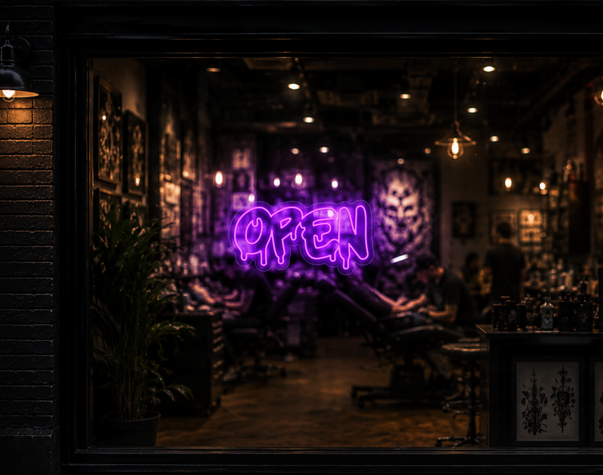 Graff Type Open LED Neon Sign - Purple