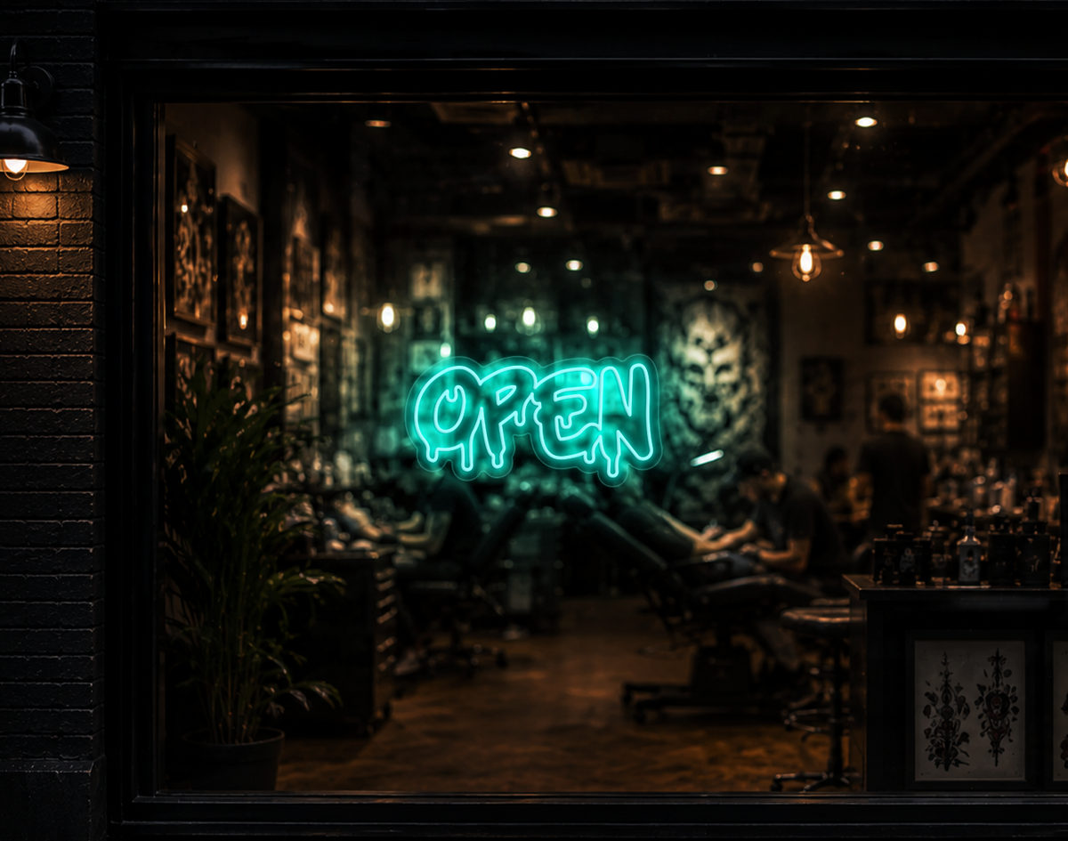 Graff Type Open LED Neon Sign - Turquoise