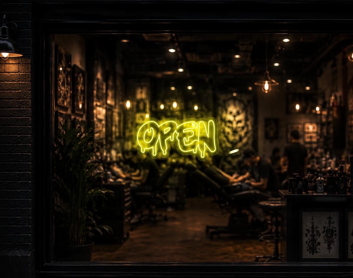 Graff Type Open LED Neon Sign - Yellow