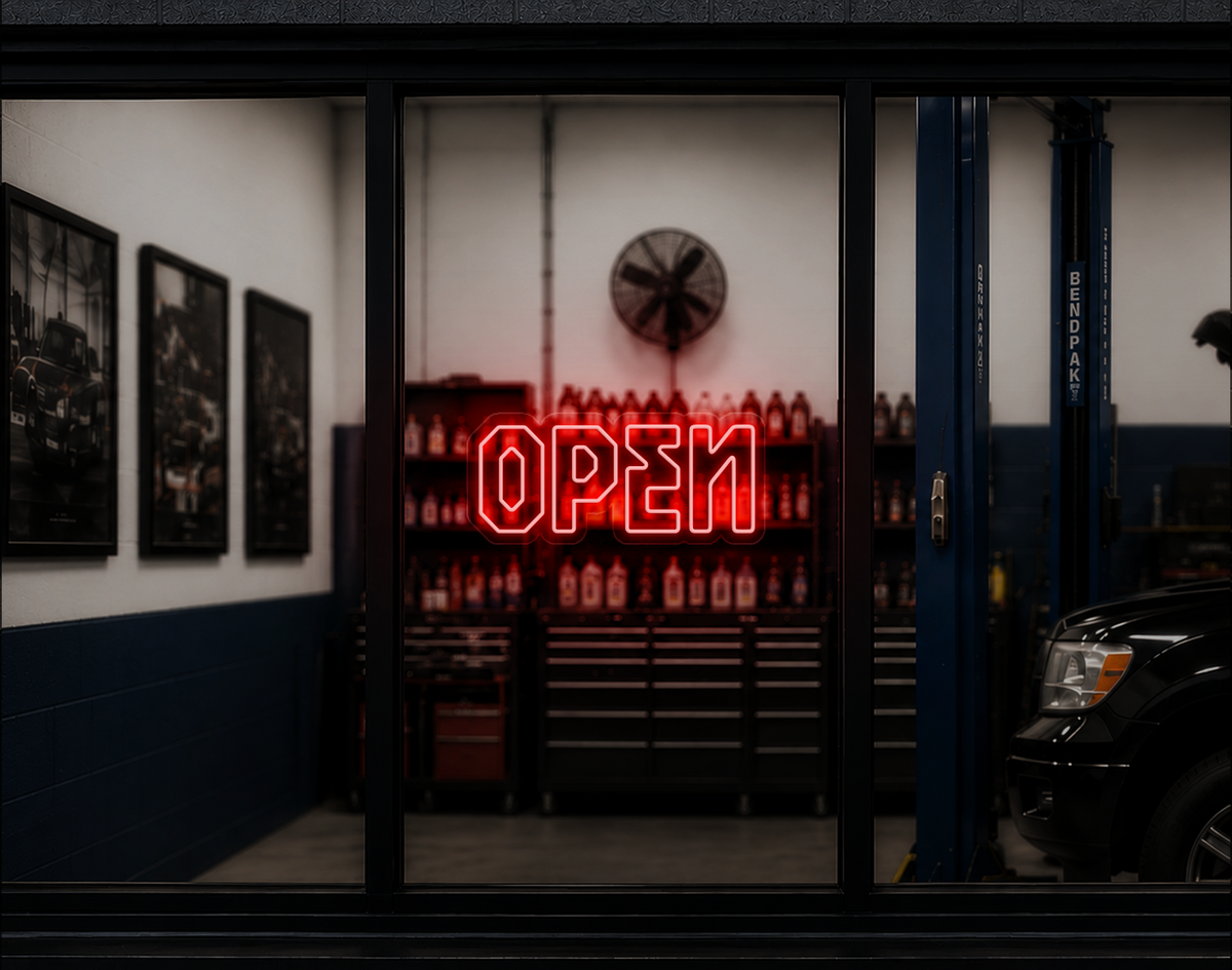 Industrial Type Open LED Neon Sign - Red
