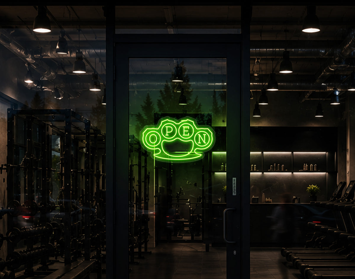 Knuckles Badge Open LED Neon Sign - Lime