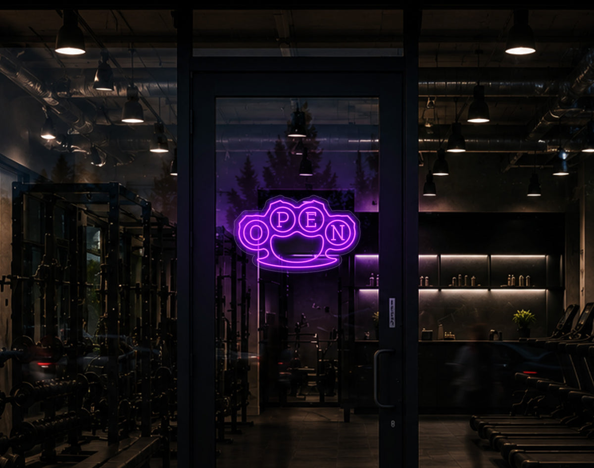 Knuckles Badge Open LED Neon Sign - Purple