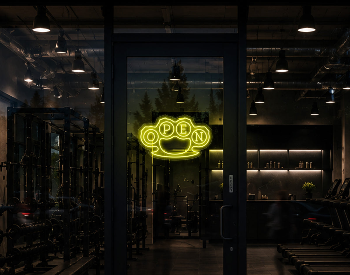 Knuckles Badge Open LED Neon Sign - Yellow