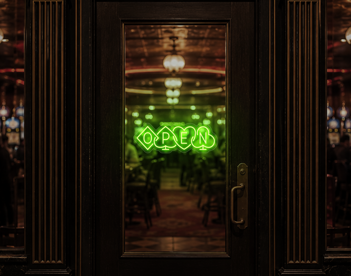 Poker Suites Lock Up Open LED Neon Sign - Lime