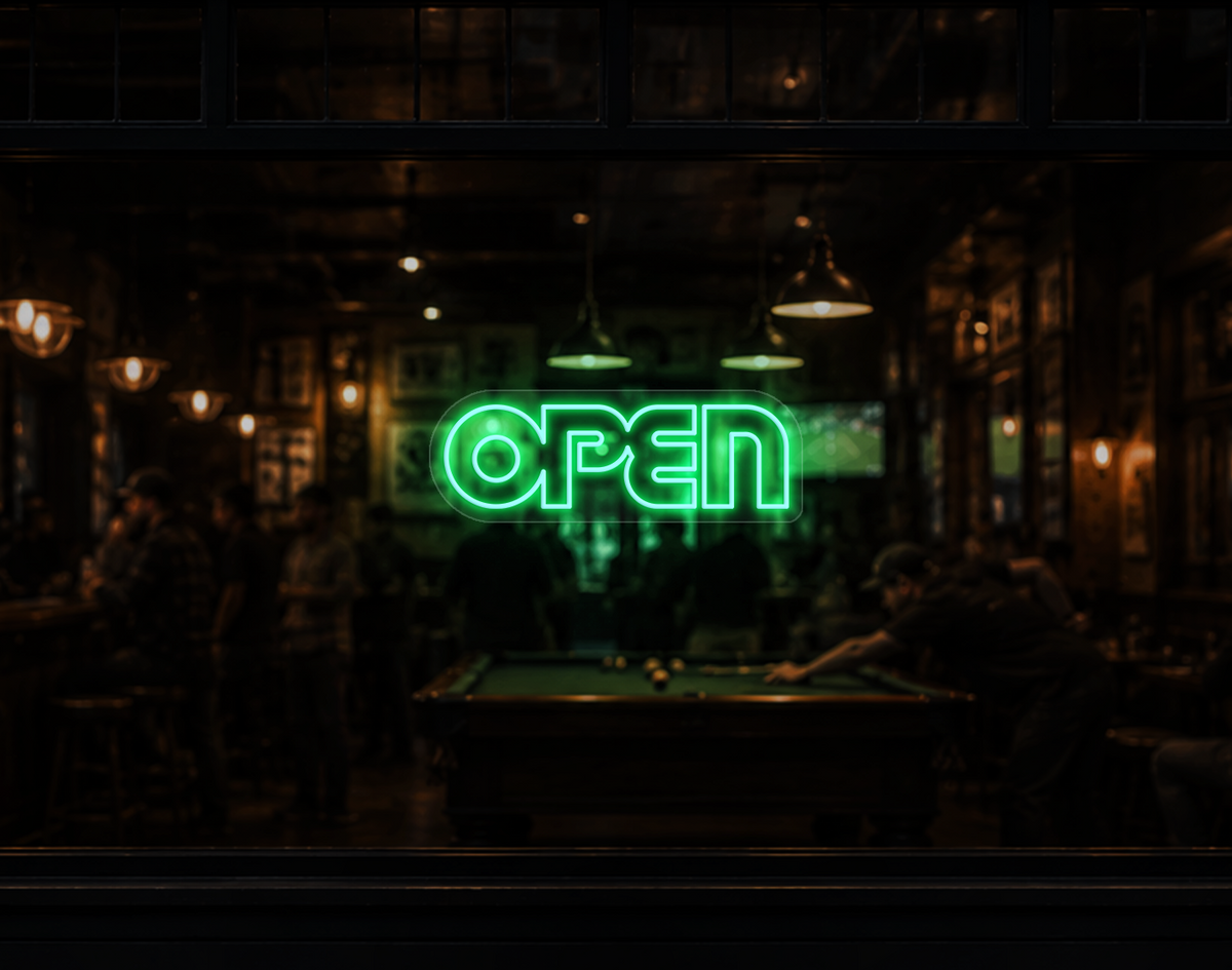 Retro Type Open LED Neon Sign - Mint Green