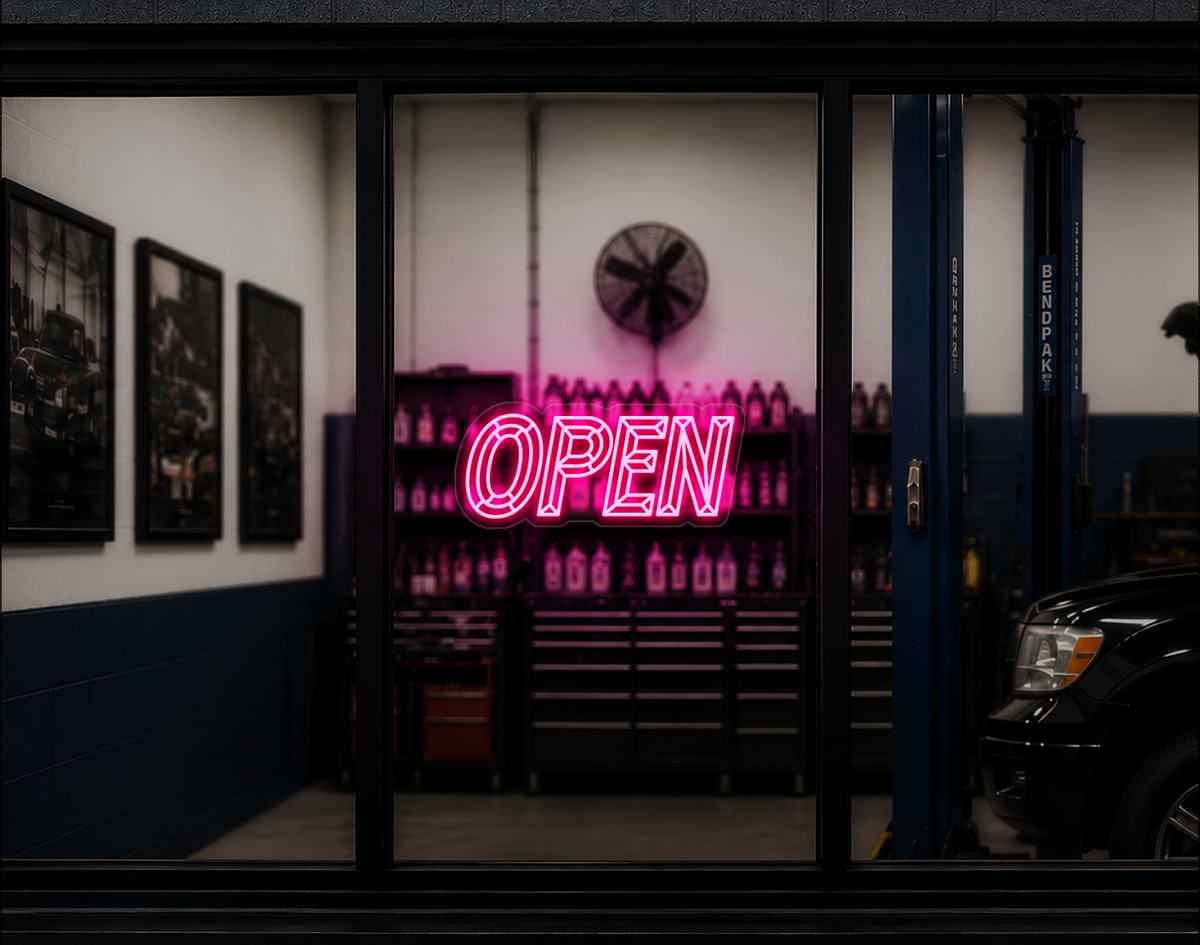 Slanted Bevelled Type Open LED Neon Sign - Light Pink