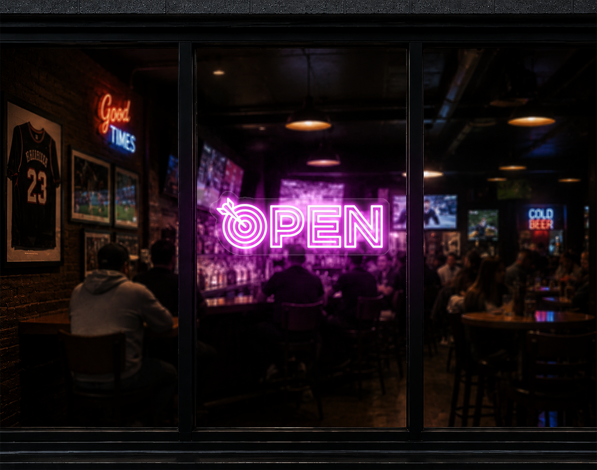 Target Type Open LED Neon Sign - Bubblegum Pink