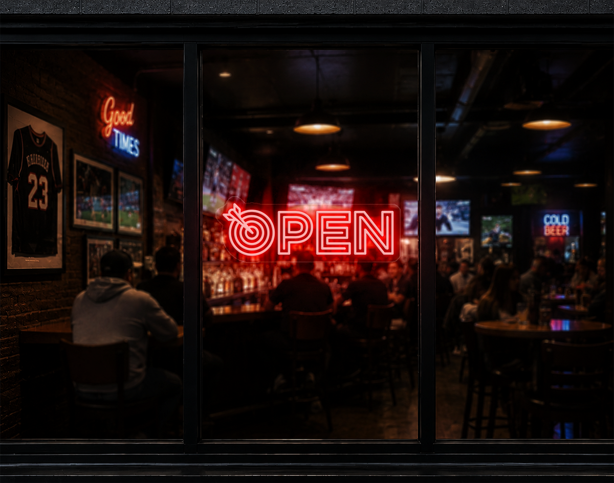 Target Type Open LED Neon Sign - Red