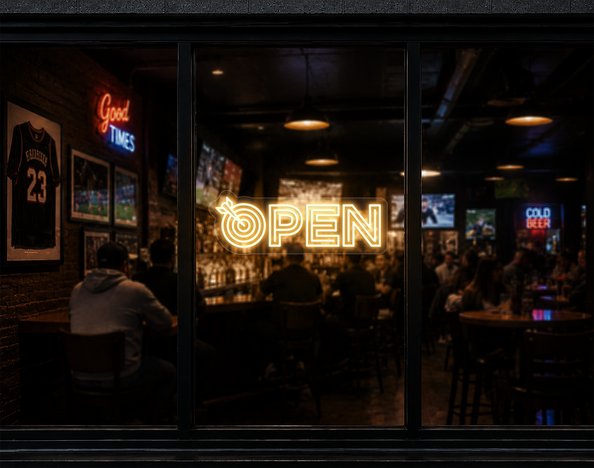 Target Type Open LED Neon Sign - Warm White
