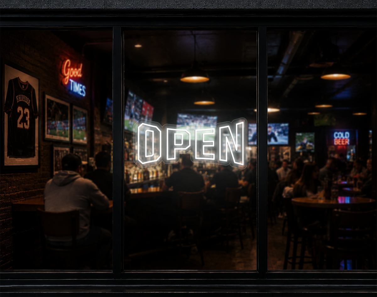 Varsity Type Open LED Neon Sign - White